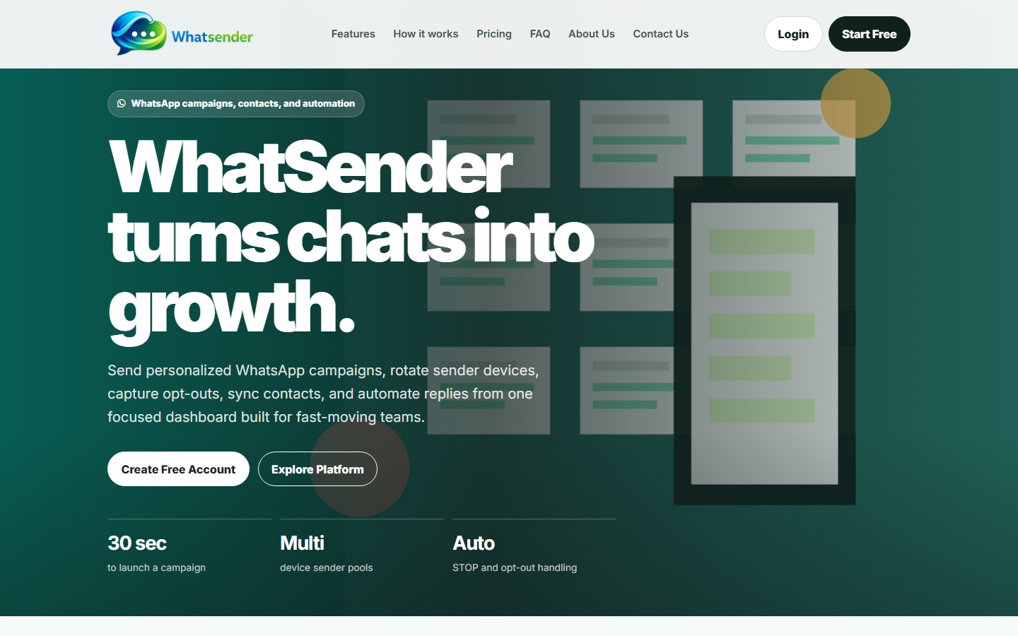 WhatSender — WhatsApp Marketing & Automation — screenshot 1